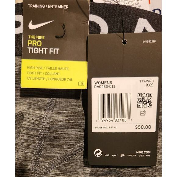 Nike Women's Pro Leggings DA0483 011 Dri-Fit High-Rise 7/8 Crop SIZE XXSMALL NWT - Picture 7 of 12